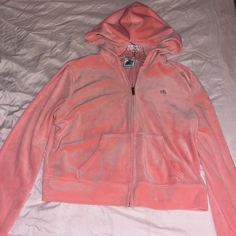 JUICY COUTURE FLAMINGO 🦩 PINK TRACK JACKET MIDWEIGHT WOMEN SIZE MEDIUM